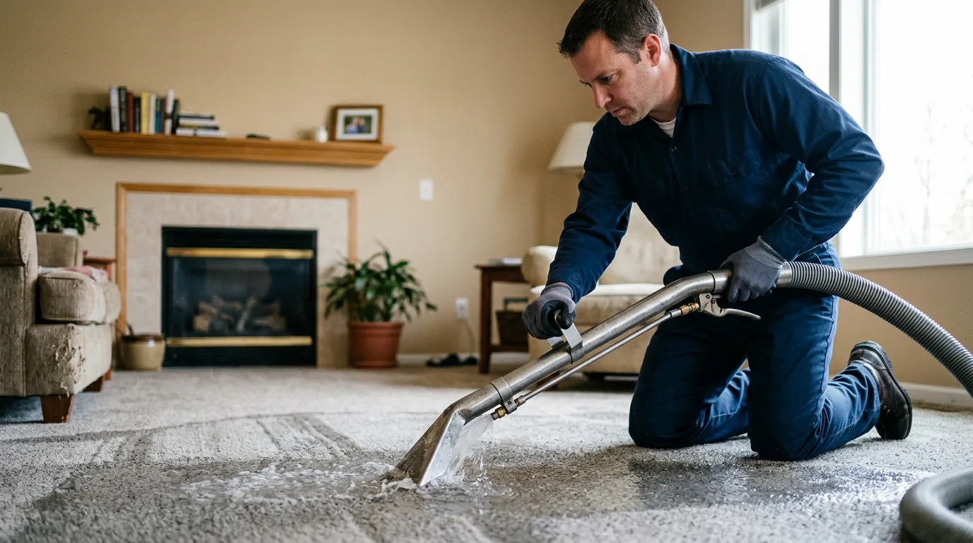Water damage restoration technician working near Chester, AR